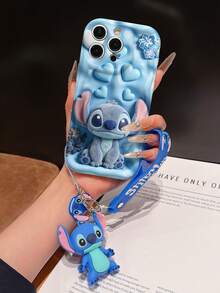Disney Lilo & Stitch Phone Case With Stitch Charm And Stitch Lanyard - Cute Stitch Protective Case With Pastel Blue Background, Heart And Hibiscus Accent Design, Equipped With Delicate Stitch Decorative Lanyard And Beaded Bracelet For Easy Carrying, Compatible With IPhone 17, 16, 15, 14, 13, 12, 11 Pro Series, Ideal For Birthdays, Holidays, Anniversaries, Graduation Gifts, Or Any Special Occasion To Surprise Family, Friends, Classmates, And Loved Ones. - trắng - Xem 7