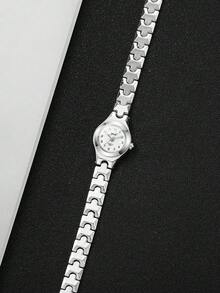 1件女士时尚简约数字表盘优雅石英手链手表，礼品装（不含表盒） - 銀色 - 查看 6