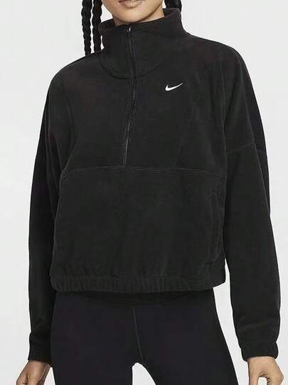  Áo nỉ chui đầu Nike Therma-FIT ONE OVERSIZE lót lông cừu, thêu logo thương hiệu, tay dài, khóa kéo nửa thân trước, kiểu dáng mở nửa thân trước. Dành cho nữ.