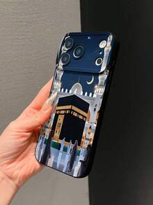Middle Eastern Style Liquid Silicone TPU Fashion Phone Case With Arabic Calligraphy, Spire, Crescent Moon, And UV Printed Arabic Script And Lighthouse Moon Patterns, Black, Full Coverage, Compatible With 7/8/7 Plus/8 Plus/X/XS/XR/XS Max/11/11 Pro/11 Pro Max/12/12 Pro/12 Pro Max/12 Mini/IPhone13/IPhone13 Pro/IPhone13 Pro Max/IPhone13 Mini/14/14 Pro/14 Pro Max/14 Plus/15 - 黑色3 - 查看 3