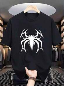 Camiseta de manga corta con cuello redondo y estampado en una sola cara, 180G de algodón,% algodón. - Negro - Ver 1