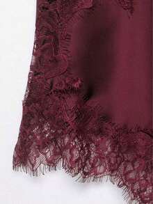 Nuevo Top de estilo lencería con decoración de encaje de moda europea para mujer, estilo veraniego - Carmesí - Ver 11