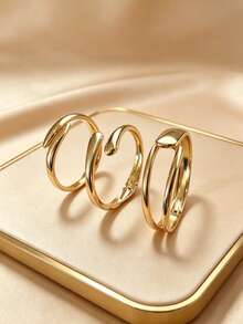 Bộ 3 món trang sức mới chất lượng cao bằng thép không gỉ đính đá Zirconia hình hoa, gồm vòng tay, nhẫn và dây chuyền, thích hợp để đeo hàng ngày. - Vàng - Xem 9