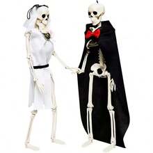 1 pièce Décoration de tête de squelette d'Halloween, tête de squelette en plastique à corps entier avec articulations réglables, petite tête de squelette suspendue, convient pour la décoration d'Halloween pour l'extérieur et l'intérieur, ornement suspendu pour maison hantée et cimetière - squelette d'Halloween - Voir 3