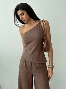 Conjunto de dos piezas para mujer para uso diario - Camel - Ver 1