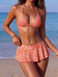 Sultry Sol 2026 New Floral Print Bikini Set, Essential For Beach Vacation - Multicolor - View 2