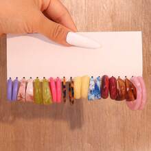 10-40Pairs/Set Acrylic Resin Oversized Hoop Earrings Assorted - Earring Set - View 4