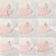 1pc/10pcs Silver Rhinestone Number 0-9 Cake Topper, Suitable For Birthday Wedding Party Cake Decorations - Silver - View 8