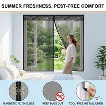 Magnetic Anti-Mosquito Mesh Screen, Window Mosquito Net, High-Density Polyester Fiber Mesh Screen, Magnetic Closure Mesh Door And Window To Prevent Mosquitoes And Flies, With Hook And Loop & Nails - Black - Black - View 5