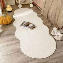 1pc White Wavy Pineapple Shape Rug, Minimalist Indoor Decor, Easy Care Machine Washable, Asymmetrical Shape May Have 1-5cm Deviation, Bathroom Home Decor, White Faux Sisal Rug, Decorative Carpet, Bedroom Decor, Small Rug, Carpet, Home Decor, Living Room Rug, Living Room Small Rug, Bedroom Rug, Living Room Home Decor, Outdoor Rug, Washable Rug - D - View 11