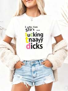 Camiseta "Sufro de ETS: Chupando Demasiadas Penes", Camiseta Divertida, Sudadera con PTSD, Humor Adulto, Ofensiva, Humillante, Inapropiada, Playera - Blanco - Ver 3