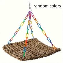 1pc Woven Bird Hammock With Adjustable Chains - Parrot And Small Bird Comfortable Swing Toy, Suitable For All Seasons - Multicolor - View 4