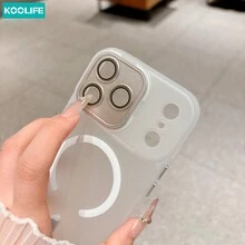 Koolife 1pc Matte White Magnetic Wireless Charging Phone Case, PC+TPU Full Coverage Anti-Drop Shell, Built-In Lens Protection, Anti-Fingerprint Matte Texture, For IPhone 18 Pro/18 Pro Max/17/17 Pro/17 Pro Max/17 Air/16/15/14/13/12/11 - White - View 3