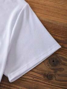 Camiseta de mujer de cuello redondo y manga corta con estampado de labios rojos, suave y cómoda a un precio asequible - Blanco - Ver 3