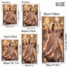 5D DIY钻石画工具套装，肖像主题高贵公主婚纱钻石画，适合成人，艺术家居墙面装饰，亚克力材质，包含圆形钻石、手工工具和马赛克艺术用品。 - 圓鑽 - 查看 7
