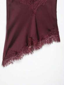 Nuevo Top de estilo lencería con decoración de encaje de moda europea para mujer, estilo veraniego - Carmesí - Ver 7