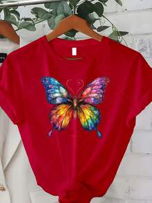 Camiseta clásica de talla grande para mujer, estilo bohemio con estampado tie-dye - Top de manga corta y cuello redondo en colores brillantes y multicolor, con diseño bohemio, adecuada para uso casual en verano y otoño, conjuntos de playa, festivales de música y uso diario - Tejido cómodo y lavable a máquina, un excelente regalo para Navidad/Halloween. Éxito de . - Rojo - Ver 1
