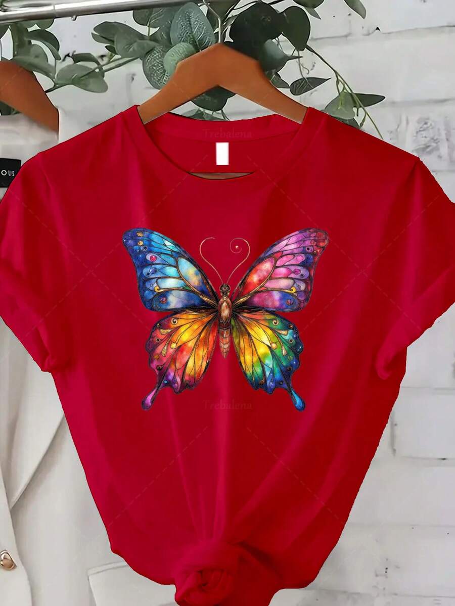 Camiseta clásica de talla grande para mujer, estilo bohemio con estampado tie-dye - Top de manga corta y cuello redondo en colores brillantes y multicolor, con diseño bohemio, adecuada para uso casual en verano y otoño, conjuntos de playa, festivales de música y uso diario - Tejido cómodo y lavable a máquina, un excelente regalo para Navidad/Halloween. Éxito de . - Rojo - Ver 1