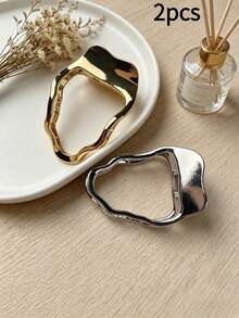 2pcs Women's Delicate INS Style Metal Hair Clips, Elegant Decorative Accessories For Daily Wear & Dates Vacay Beach Claw Clips - Multicolor - View 8