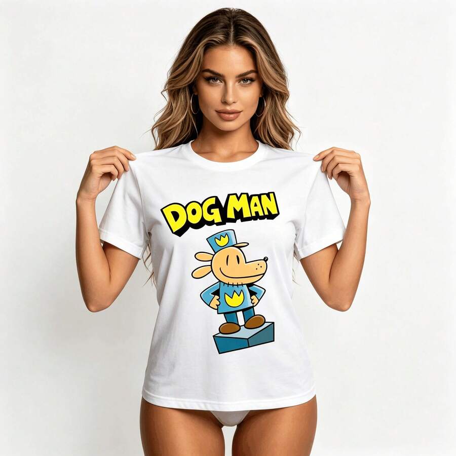 Tops para mujer suave, informal, de manga corta, con estampado de dibujos animados, de corte holgado para niñas, adecuada para salir, ir a la escuela y para usar en verano. - Blanco - Ver 1