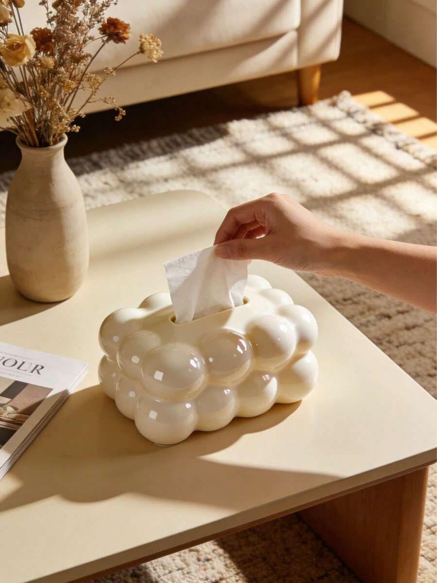 1pc Aesthetic Water Ripple Clear Acrylic Tissue Box Luxury Room Decor Home Crystal Light Effect Refresh Season Wedding Gift Summer Vibe Decor High-End Styling Modern Storage Solution