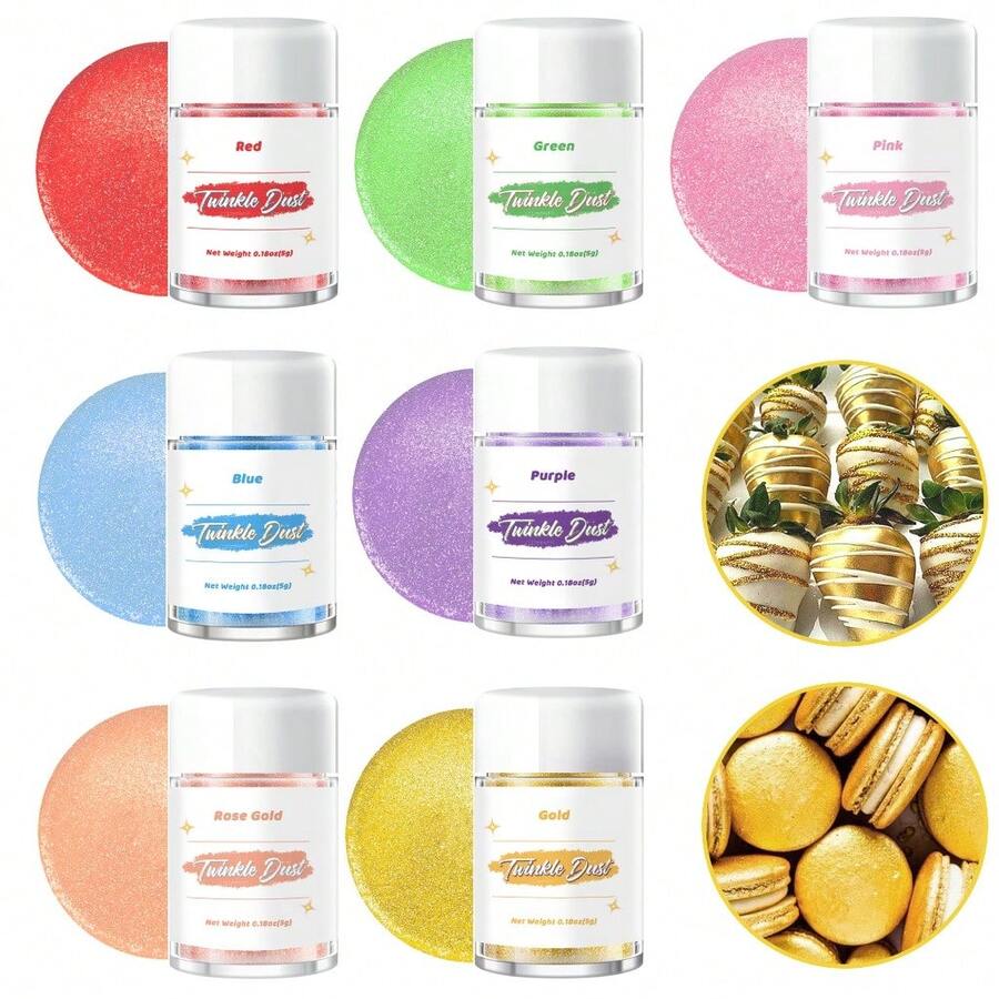 Shimmer Edible Glitter Luster Dust, Decor Powder For Drinks, Cupcakes, Cakes And Chocolate Making - Multicolor - View 1