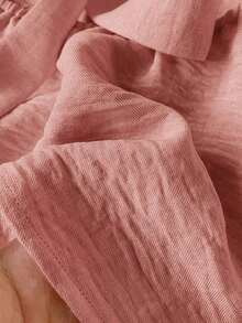 Frenchy Camiseta de tirantes de mujer con volantes de unicolor y parches, con detalle de nudo en la espalda - Rosa vieja - Ver 5