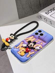 Funda de teléfono de Disney Mickey Mouse con dije de Mickey y cordón - Funda protectora linda de Mickey con letras "Love Mickey" y fondo morado 3D, equipada con un delicado cordón decorativo de Mickey y una pulsera de cuentas para un fácil transporte, compatible con iPhone 17, 16, 15, 14, 13, 12, 11 Pro Series, ideal para cumpleaños, fiestas, aniversarios, regalos de graduación o cualquier ocasión especial para sorprender a familiares, amigos, compañeros de clase y seres queridos. - Blanco - Ver 7