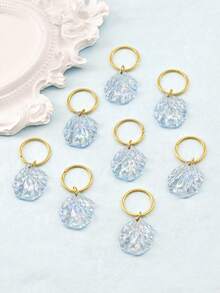 8 piezas Anillos para el cabello con gradiente azul - Elegancia costera Brazalete ajustable de verano bohemio para trenzas de mujer - Dorado - Ver 4