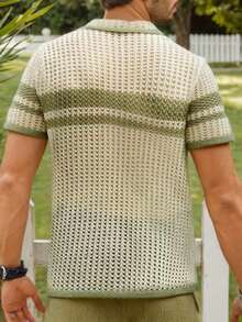 Men's Fashionable Knit Cardigan Sweater, Spring/Summer - Apricot - View 2
