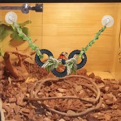 Juguete de araña con ventosa para escalar, decoración de hábitat de cangrejo ermitaño, escalera de cuerda para escalar de araña, escalera de cuerda clásica para crear hábitats vívidos, decoración de hábitat de anfibios | Escalera de cuerda natural | Escalera de cuerda duradera, decoración de hábitat de reptiles, adecuada para reptiles, cangrejos ermitaños, lagartos y otros animales pequeños