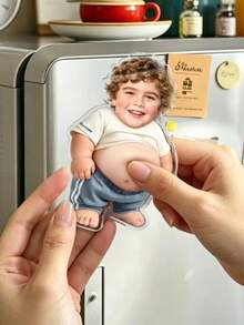 1pc Custom Funny Big Belly Photo Magnet, Personalized Acrylic Fridge Magnet With Die-Cut Design, Pregnancy Gifts, Bachelor Parties & Kitchen Decor, Funny Family Kitchen Decor Magnet, Funny Beer Belly Dad Gift Magnet, Funny Beer Belly Magnet - Multicolor - View 5