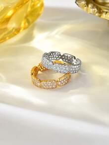 A Light Luxury Unique Hexagonal Full Set Zirconia Fashionable Couple's Ring For Women's Daily Valentine's Day Romantic Holiday Gift - Multicolor - View 4