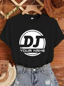 Camiseta Personalizada con Nombre para Amantes de la Música, Camiseta de DJ, Regalo Divertido de Disc Jockey para Él y Ella, Camiseta de Tocadiscos, Camiseta de Reproductor de Vinilos, Camiseta para Festivales de Música, Regalos de Cumpleaños para Fans - Negro - Ver 6