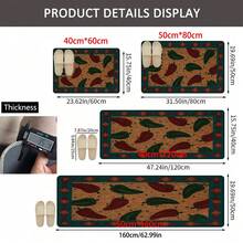 1pc Home Decor, Chili Pepper Pattern Printed, Linen Kitchen Rug, Kitchen Mat, Floor Mat, Bathroom Mat, Entryway Mat, 3D Printed Rectangle, Suitable For Living Room, Bedroom, Hallway, Bathroom, Laundry Room - Polyester Carpet, For Indoor And Outdoor Home Decor - Multicolor - View 11