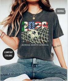 Unisex Pure Cotton T-Shirt, Casual Style, Loose Fit, Round Neck, For The 2026 Summer Football World Cup - 黑色 - 查看 9