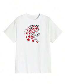 A Short-Sleeved T-Shirt With A Retro American Style, Loose Fit, Print (The Pants Are Just Style Suggestions), Thick Multicolored T-Shirt, 100% Cotton Material, Modern Print, Suitable For Both Men And Women, New Spring/Summer/Autumn Style, Breathable And Comfortable, Simple And Versatile, The Stylish Unisex Tropical Print T-Shirt Is Very Suitable For Holidays, Halloween And Mexican Independence Day Parties. - 白色 - 查看 2