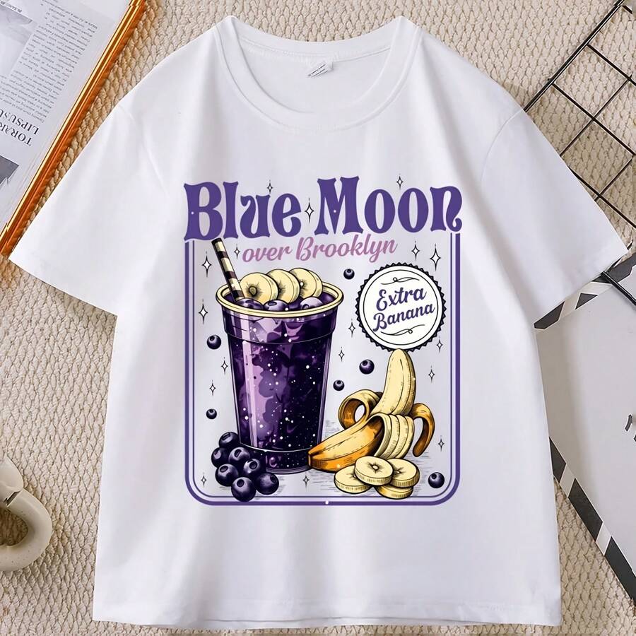 Camiseta Blue Moon Over Brooklyn, camiseta Heated Rivalry Extra Banana Smoothie, camisetas informales de algodón de manga corta para hombres y mujeres - forma - Ver 1