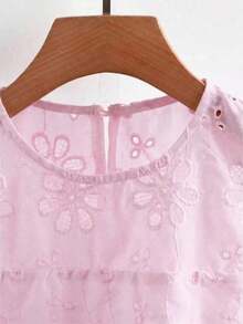 Vestido camisero elegante y romántico para mujer, con cuello redondo, sin mangas, plisado de gasa y bajo en línea A, color blanco - Rosa - Ver 3