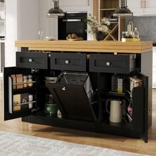 Extendable Bar Table With Storage, Folding Dining Table With Drawer And Snack Shelf, Sliding Bin Holder (Bin Not Included), Space-Saving Design Ideal For Small Apartments And Kitchens, White - 黑色 - 查看 4
