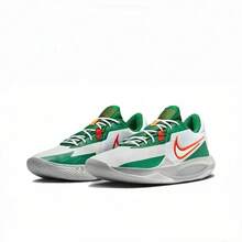 Giày bóng rổ Nike Precision 6 mũi tròn, buộc dây, bền chắc, cổ thấp, unisex, màu trắng/xanh lá cây/cam - Trắng Xanh Cam - Xem 3