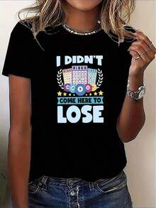 Camiseta Casual de Manga Corta para Mujer con Eslogan I DIDN'T RIDE COME HERE to LOSE y Estampado gráfico Colorido - Camiseta Suave y elástica con Cuello Redondo, Top Lavable a máq - Negro - Ver 6