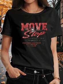 Highly Recommended. Graphic With Bold Motivational Text Expressing Confidence And Personal Growth. The Phrase Reads: "Move With Sincerity, Stop Searching For Happiness, Inspire A Strong Mindset." Women's T-Shirt, 100% Cotton, Easy To Style. - 黑色 - 查看 7