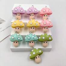 10pcs Cute Mushroom Pendant Set For Jewelry Making, Includes Resin Vegetable Pendants, Suitable For Flat Back Earrings - Random Mix - Multicolor - View 5