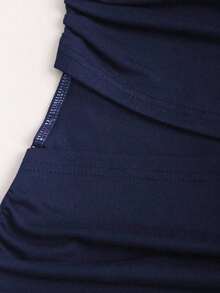 Vestido mini ajustado y sexy para mujer con hebilla metálica sin tirantes - Azul marino - Ver 5