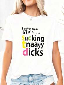 Camiseta "Sufro de ETS: Chupando Demasiadas Penes", Camiseta Divertida, Sudadera con PTSD, Humor Adulto, Ofensiva, Humillante, Inapropiada, Playera - Blanco - Ver 4