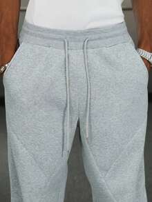 Loose Fit - Baggy Men's Casual Solid Color Long Pants, Summer - Grey - View 5