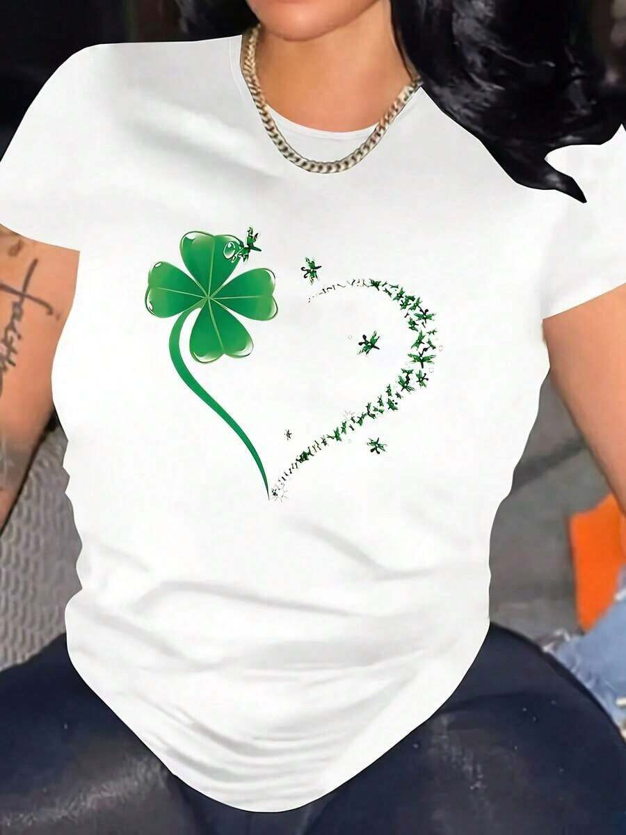 1 pieza, 100% algodón, camiseta de manga corta informal para mujer de talla grande, transpirable, 100% algodón, combina con todo. - Blanco - Ver 1