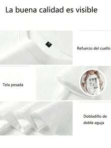 1pc blusas de mujer blusas bonitas para mujeres ropa de mujer conjuntos para mujer Imagen 31 Minutos camiseta 180g negro y blanco patrón estampado de personajes animados impresión de algodón de alta calidad cuello redondo corte básico holgado hombres y mujeres transpirable versátil lavable a máquina cómoda talla S ~ 3XL diario casual deportivo imprescindible para el veranoblusas para mujer - Blanco - Ver 8