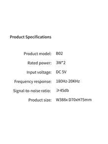 Lenovo 联想 B02 RGB 桌面蓝牙音箱，具备立体环绕声，USB 供电，支持有线和无线连接，适用于 PC、笔记本电脑和游戏设备 - 查看 11